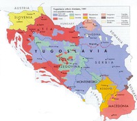 Kartet viser etniske grupper i Jugoslavia og indikerer hvor blandet nettopp Bosnia var.